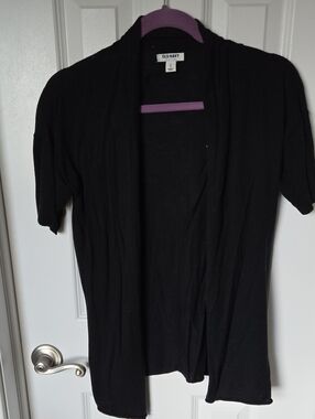 Old Navy Black Short Sleeve Open-Front Cardigan Top